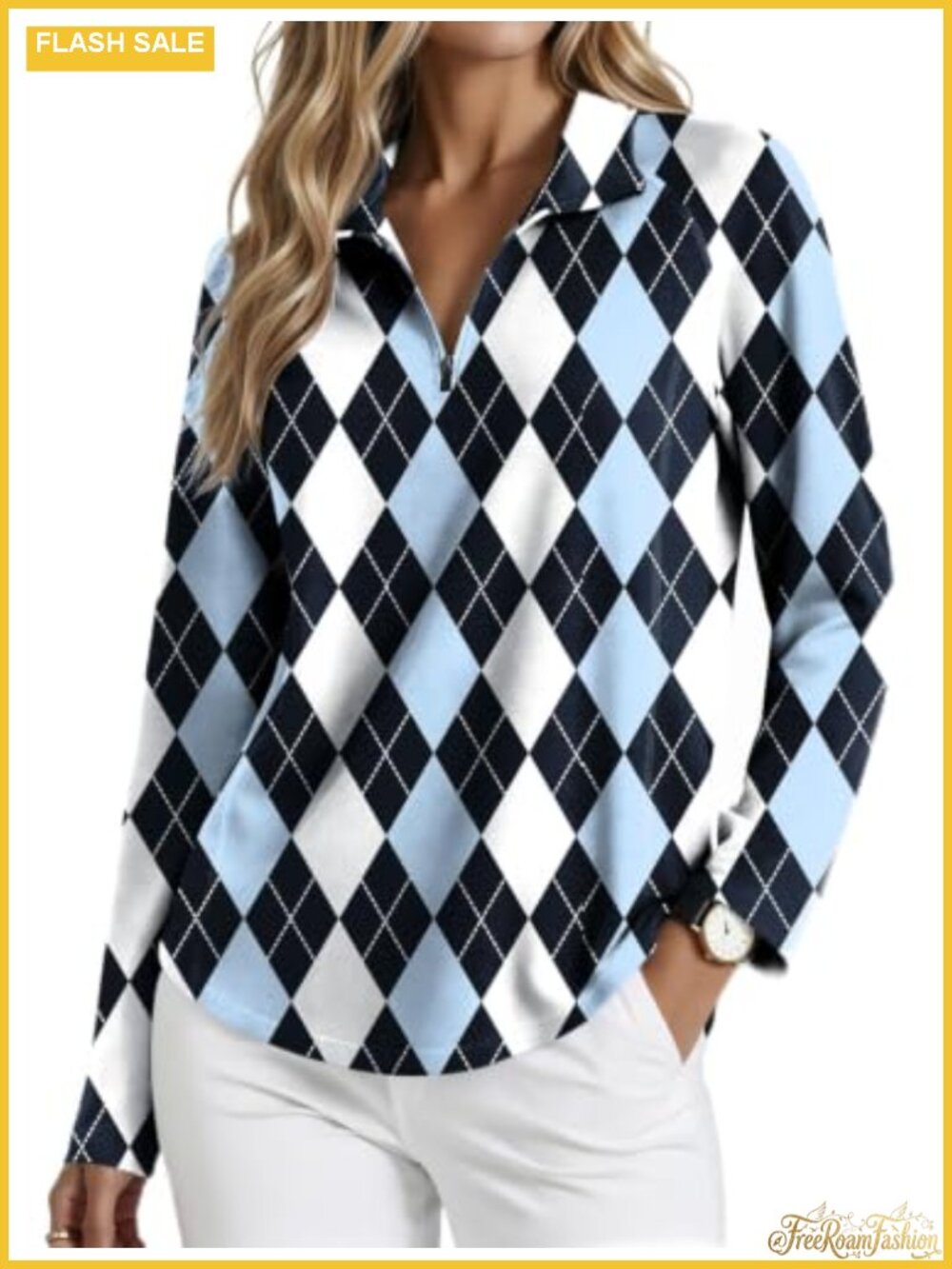 Women's Golf Polo Long Sleeve 1/4 Zip Tennis Hiking Top UPF 50+ Athletic